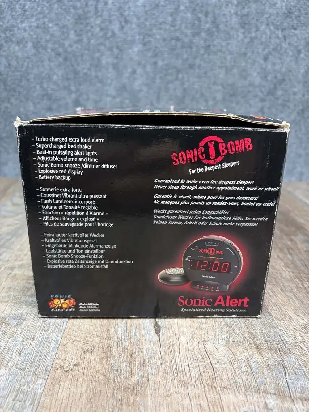 Sonic Bomb Dual Extra Loud Alarm Clock with Bed Shaker, Black |  Vibrating Alarm